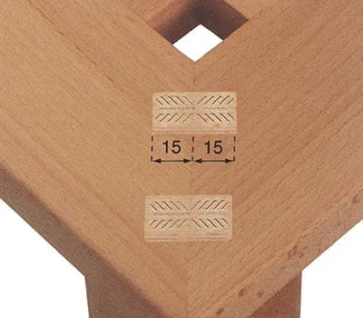 Nustatykite 15 mm frezavimo gylį.