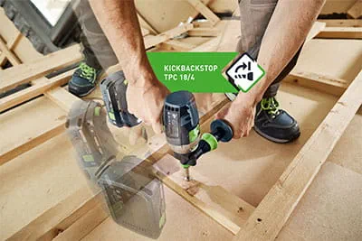 „SawStop“ technologija „Festool TKS 80“ stalinio diskinio pjūklo modelyje